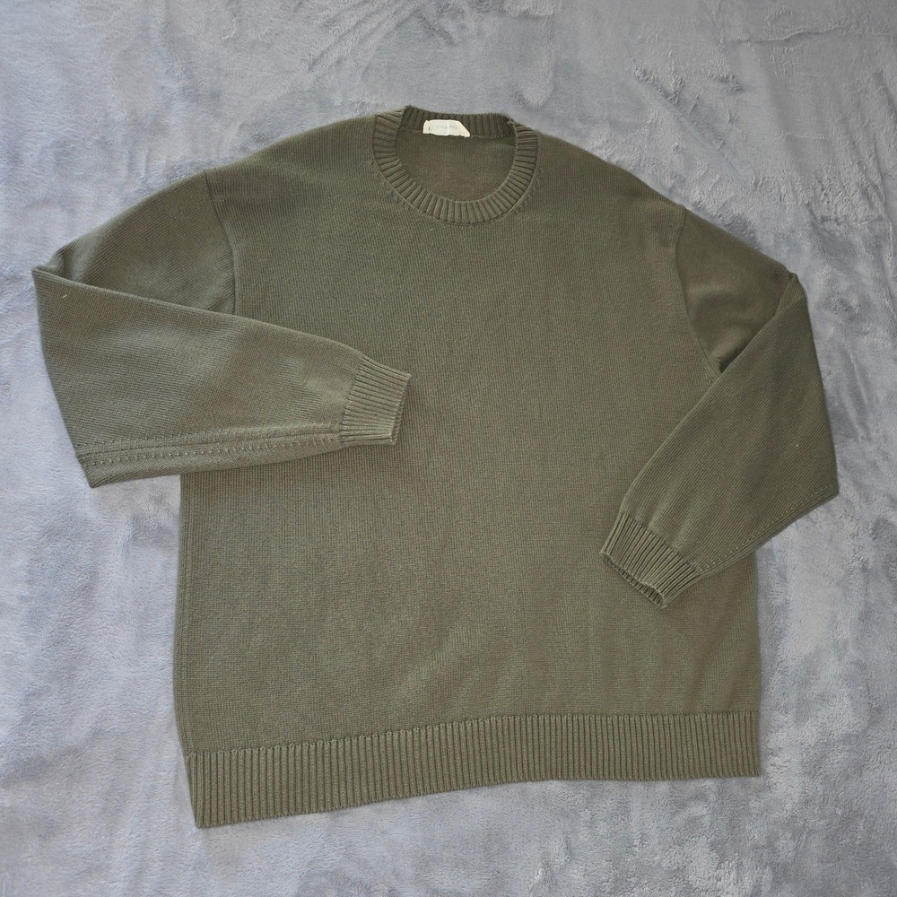 Everlane Mens XXL Organic Cotton Crewneck Sweater Olive Green